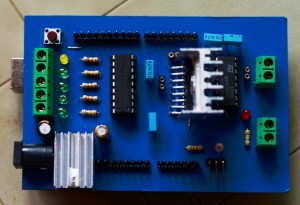 constructed arduino motor shield(click on image for larger view) 