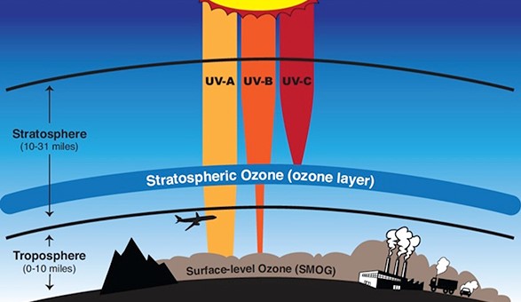 Location of Ozone Layer in the Stratosphere.