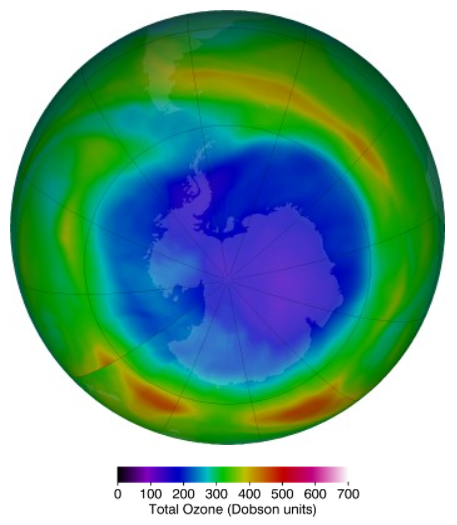 Figure 3: Ozone hole over Antarctic.