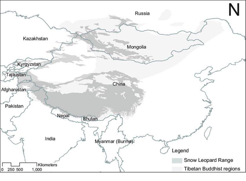 Global Snow Leopard distribution map.