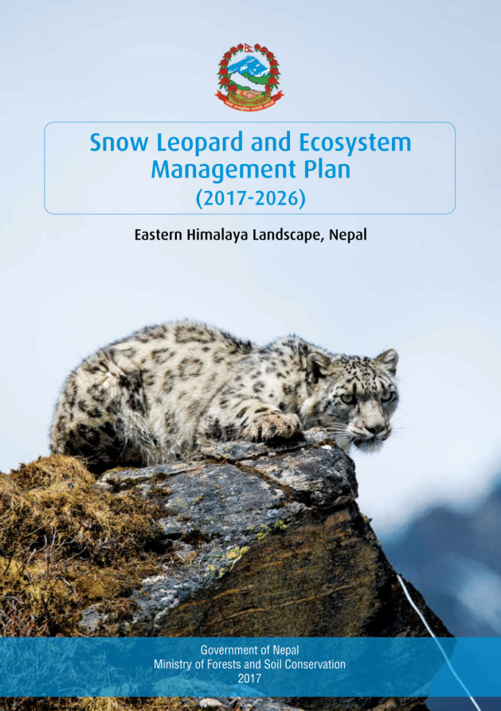 Cover page of snow leopard and ecosystem management plan published by the government of Nepal.