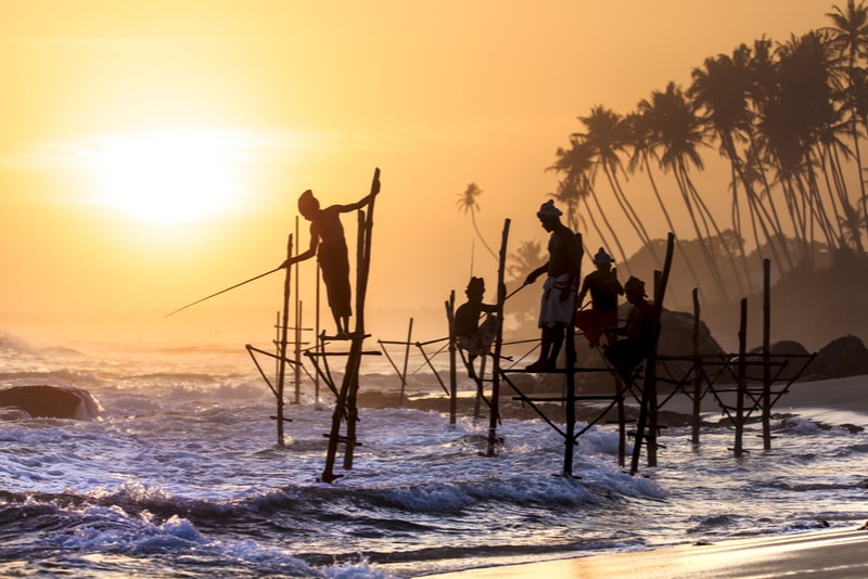 Traditional fishing method (“ritipanna”) in Sri Lanka.
