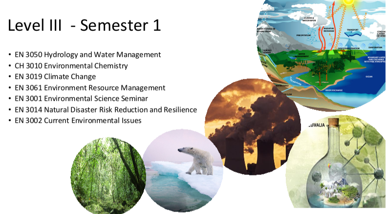 Environmental science Level 3 Semester 1 courses.