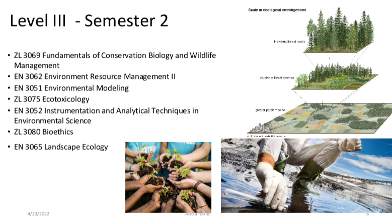Environmental science Level 3 Semester 2 courses.