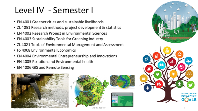 Environmental science Level 4 Semester 1 courses.