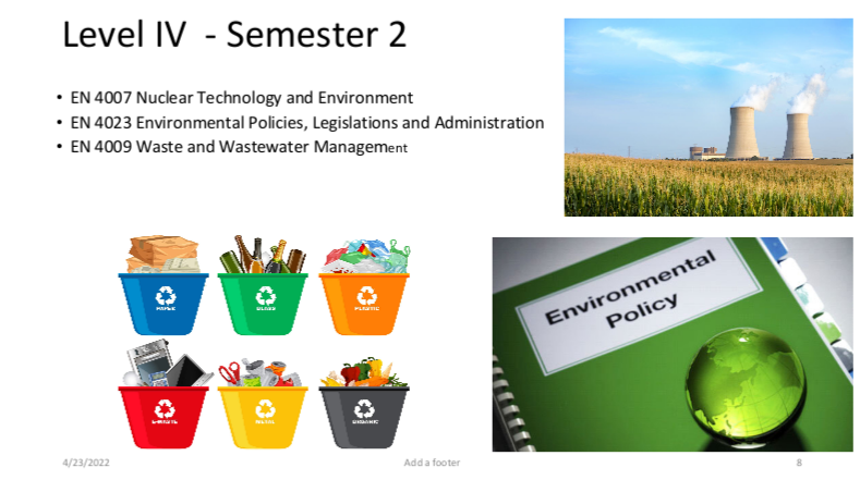 Environmental science Level 4 Semester 2 courses.