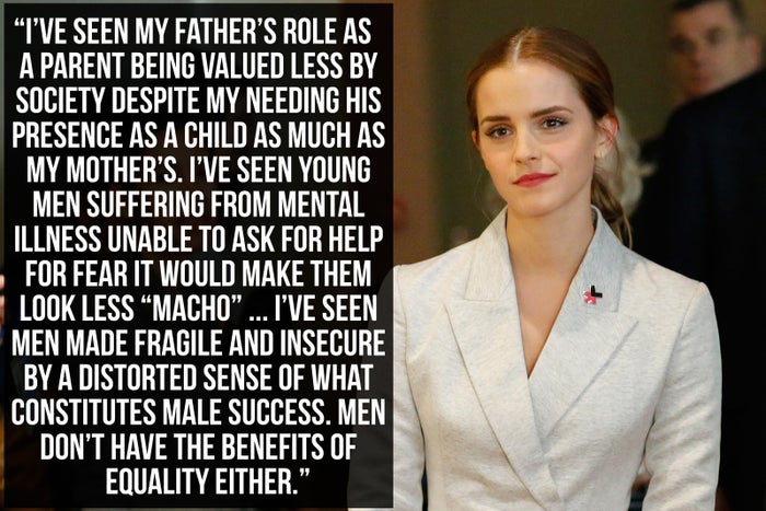 Emma Watson, UN women goodwill ambassador, explaining how feminism not only benefits women but men too.