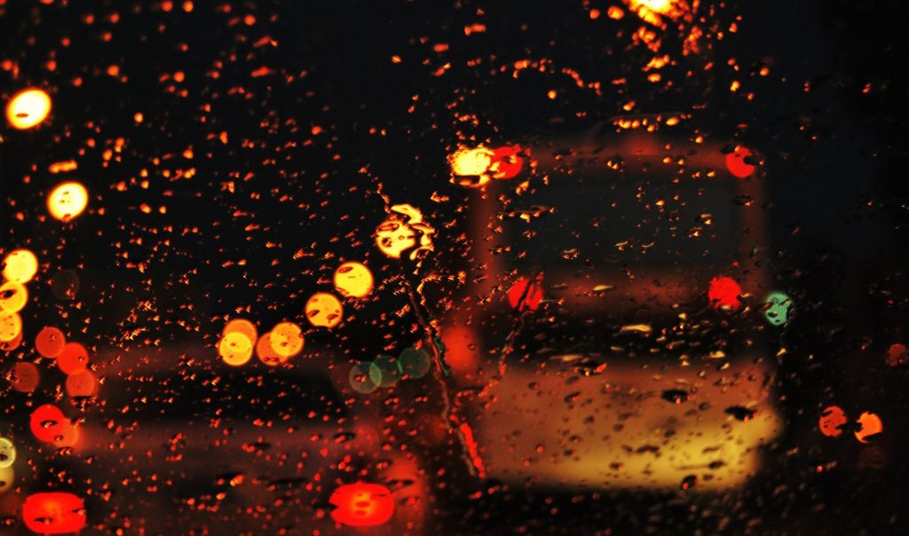 Drops of rain on car window